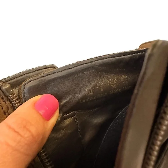 Franco Sarto Leather Dotty Booties Stacked Heel Round Toe Side Zip Brown Size 6 - Picture 8 of 9